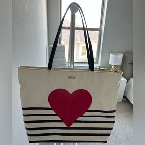Kate Spade Yours Truly Heart Stripe Hallie Tote Bag
